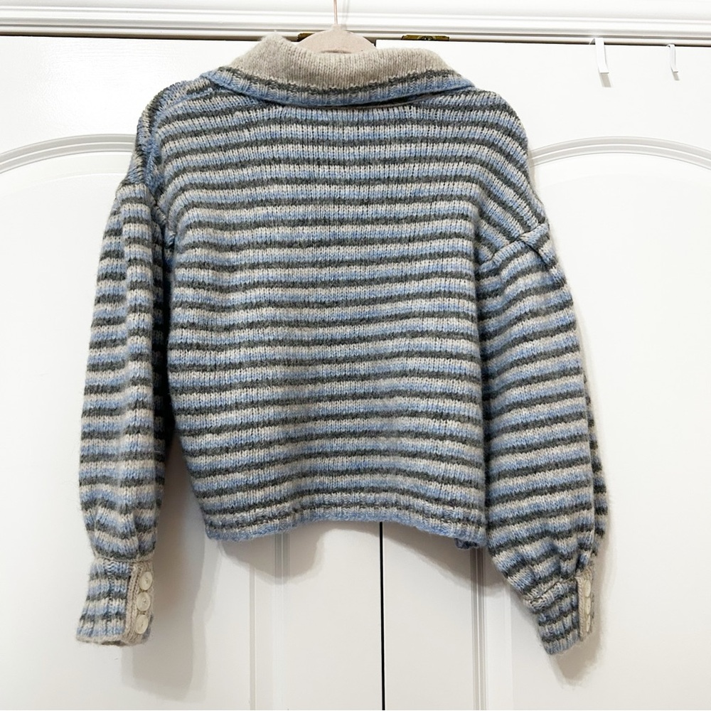 NWT Free People Frills Softspun Alpaca Striped Collared Sweater - Picture 10 of 12
